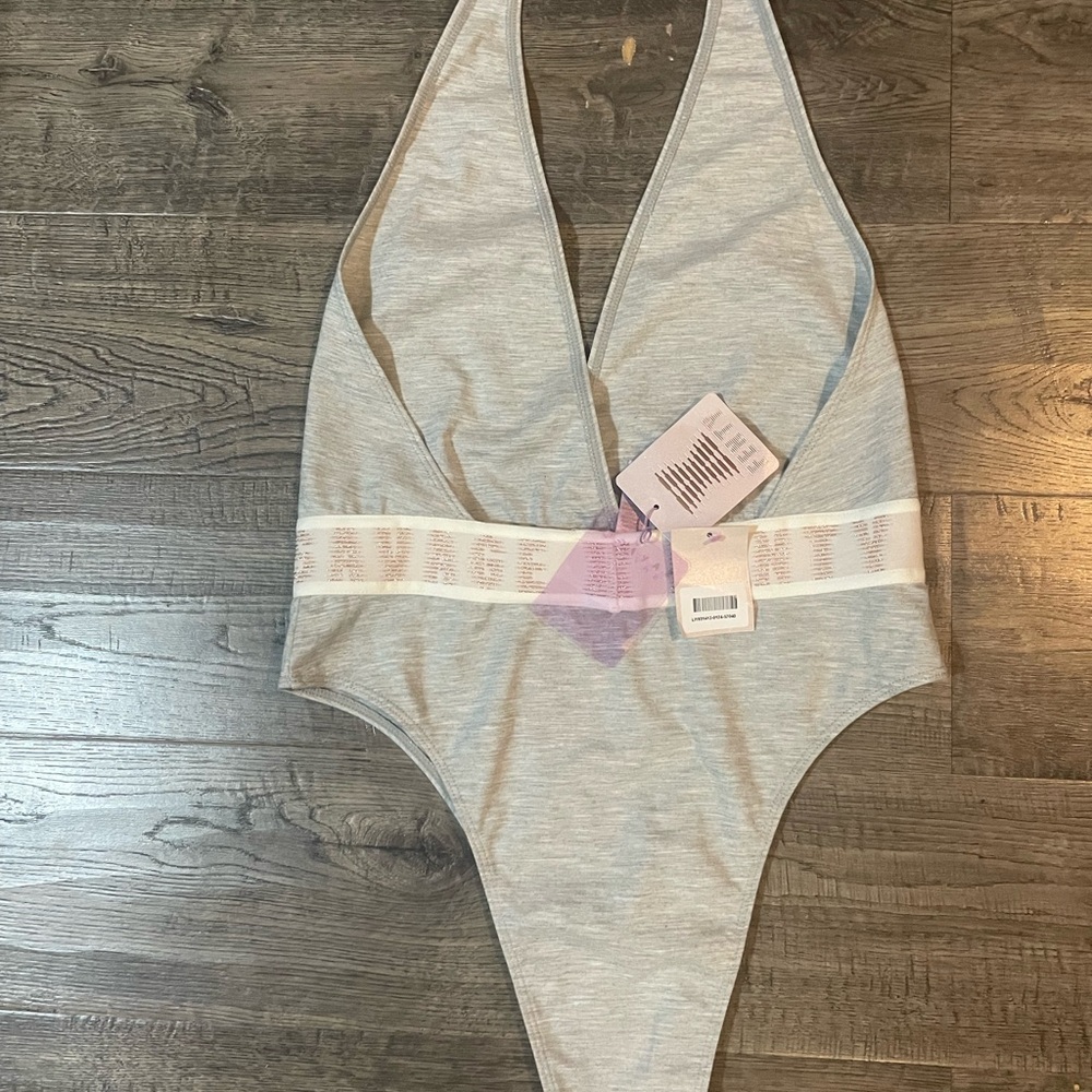 Savage X Fenty Light Gray Halter Bodysuit